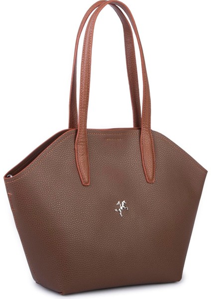 Kadın Büyük Boy Omuz Çantası Çapraz Askılı Vizon Taba Lopez