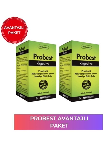 Probest Digestive Probiyotik 20 Kapsül 2 Adet - Avantajlı Paket