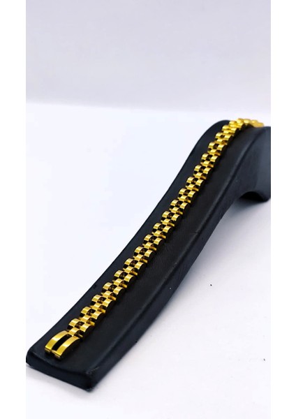 Erkek Blok Zincir Çelik Bileklik / Altın Renk fiyatları