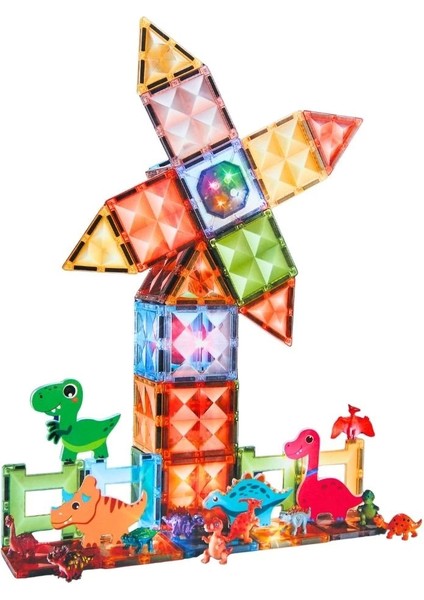 Magnetic Tiles Light Version 82 Parça Kız Erkek Çocuk Oyuncak Eğitici Oyuncaklar