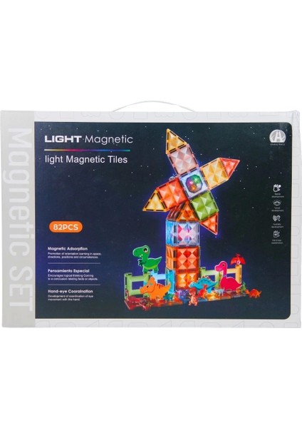 Magnetic Tiles Light Version 82 Parça Kız Erkek Çocuk Oyuncak Eğitici Oyuncaklar fiyatları