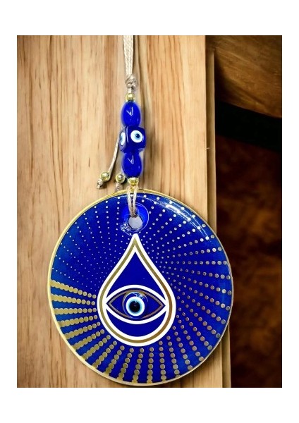 Gold Puantiyeli Mavi Cam Nazar Boncuklu Göz Duvar Süsü indirimleri
