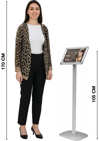 A3 (30x42) Gri Yatay ve Dikey Ayarlanabilir Menü Panosu Yönlendirme Pano indirimleri