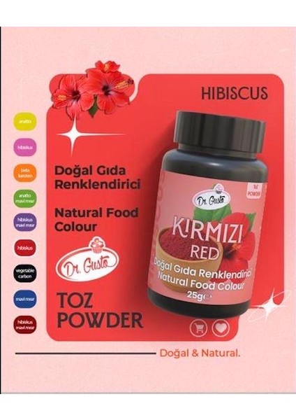 Doğal Toz Gıda Boyası Dr.gusto 25 gr Kırmızı
