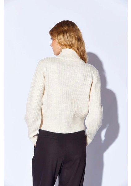 Yumuşak Soft Dokulu Fermuarlı Kadın Triko Hırka - Taş modelleri