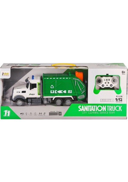 A8196-QH9003-1-2 Kumandalı Sesli ve Işıklı Çöp Kamyonu 1:12 Kız Erkek Çocuk Oyuncak Eğitici Oyuncakl