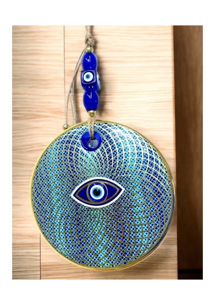 Işlemeli Geometrik Nazar Boncuklu Cam Duvar Süsü modelleri