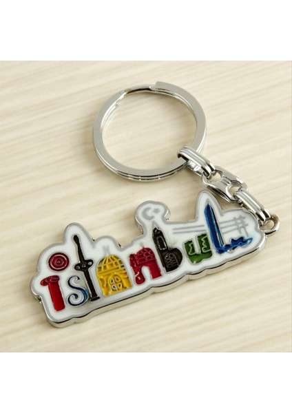 Techmrt Istanbul Yazılı Metal Anahtarlık-Gümüş Rengi fiyatları