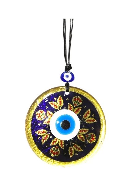 Kırmızı Laleli Gold Renk Cam Süs Altın Varaklı Duvar Dekoru