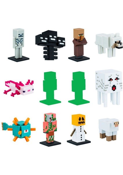 Pmı MC2080 Minecraft 3D Figür Toppeez 12LI Delüks Set Kız Erkek Çocuk Oyuncak Eğitici Oyuncaklar