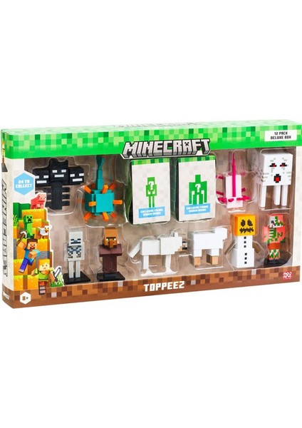Pmı MC2080 Minecraft 3D Figür Toppeez 12LI Delüks Set Kız Erkek Çocuk Oyuncak Eğitici Oyuncaklar modelleri