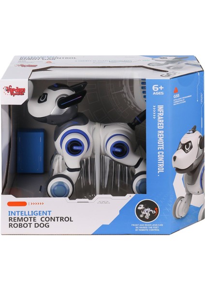 G55 Kumandalı Şarjlı Işıklı Müzikli Interaktif Robot Köpek -Vardem Oyuncak Kız Erkek Çocuk Oyuncak E