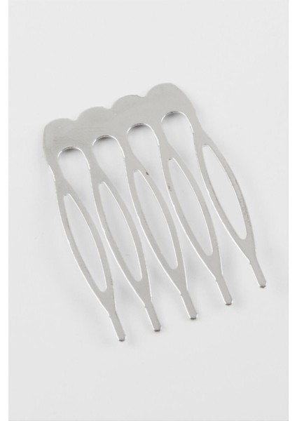 Techmrt 5 Diş Düz Metal Tarak 1 Adet-Gümüş Rengi