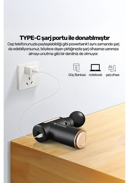 Nmj6 4 Masaj Başlıklı 6 Seviyeli 3800RPM Type-C Taşınabilir Profesyonel Mini Masaj Tabancası fırsatları