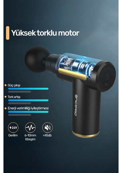 Nmj6 4 Masaj Başlıklı 6 Seviyeli 3800RPM Type-C Taşınabilir Profesyonel Mini Masaj Tabancası indirimleri