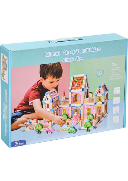 KZL-2102103 Ahşap Mimari Yapı Blokları 268 Parça Kız Erkek Çocuk Oyuncak Eğitici Oyuncaklar