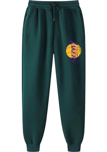 Punıx Büyük Beden Özel Tasarım Los Angeles Baskılı %100 Pamuk Kışlık Rahat Erkek Eşofman Altı