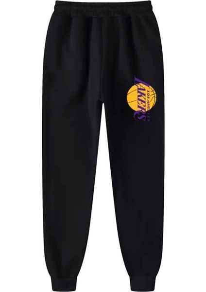 Punıx Büyük Beden Özel Tasarım Los Angeles Baskılı %100 Pamuk Kışlık Rahat Erkek Eşofman Altı