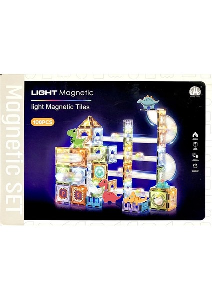 Magnetic Tiles Light Version 108 Parça Kız Erkek Çocuk Oyuncak Eğitici Oyuncaklar fiyatları