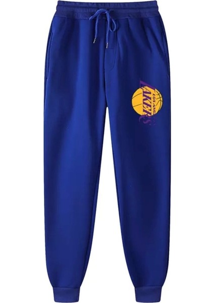 Punıx Büyük Beden Özel Tasarım Los Angeles Baskılı %100 Pamuk Kışlık Rahat Erkek Eşofman Altı