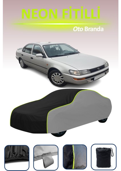 Gri-Siyah-Gri [toyota Corolla Efsane Kasa] Uyumlu Neon Fitilli Araba Brandası, Su ve Toz Geçirmez