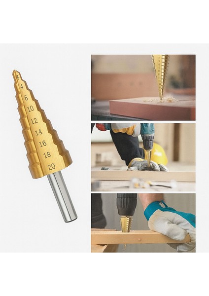 Kademeli Matkap Ucu 4 20 mm Titanyum Kaplama Metal Sac Delme Spiral Uç Seti Konik Basamaklı Çelik fiyatları