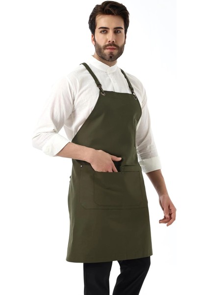 Barista Askılı Önlük Çift Cepli - Yeşil indirimleri