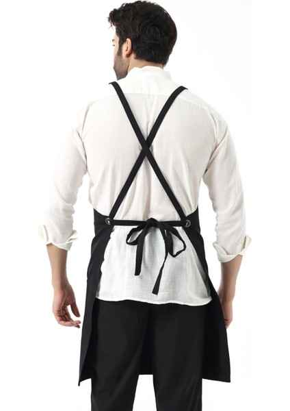 Barista Askılı Önlük Kanguru Cepli - Siyah fiyatları