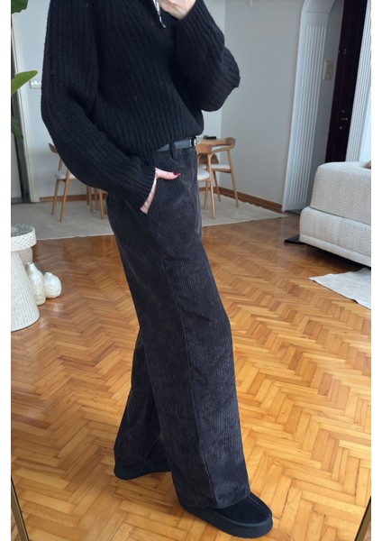 Kadife Palazzo Pantolon- Siyah fiyatları