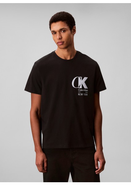 Bisiklet Yaka Siyah Erkek T-Shirt LV04RD823GUB1_SS 20S Eu Ck Overlap fiyatları