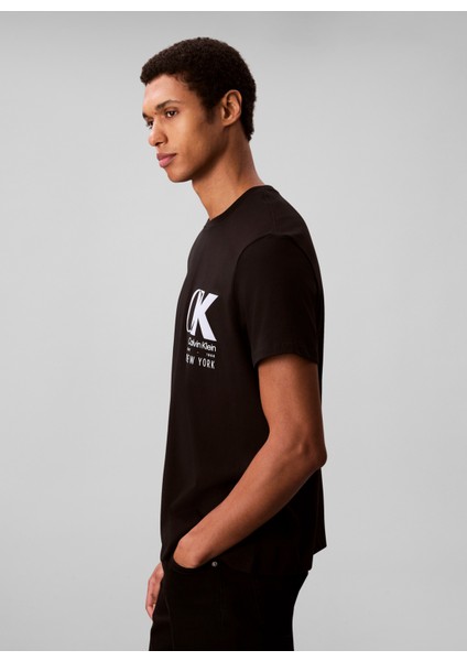 Bisiklet Yaka Siyah Erkek T-Shirt LV04RD823GUB1_SS 20S Eu Ck Overlap modelleri