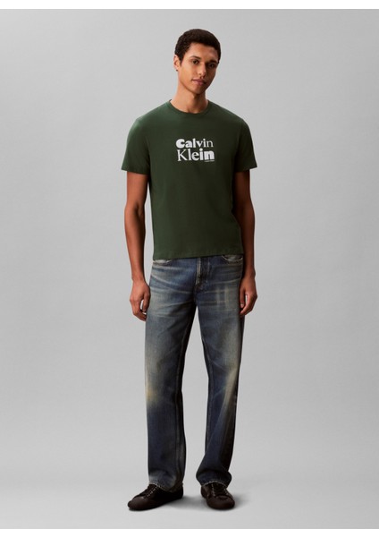 Bisiklet Yaka Yeşil Erkek T-Shirt LV04RD820GLLG_SS 30S Eu Calvın Kleı