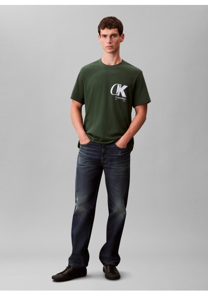 Bisiklet Yaka Yeşil Erkek T-Shirt LV04RD823GLLG_SS 20S Eu Ck Overlap