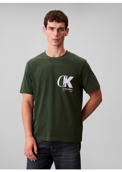 Bisiklet Yaka Yeşil Erkek T-Shirt LV04RD823GLLG_SS 20S Eu Ck Overlap modelleri