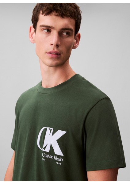 Bisiklet Yaka Yeşil Erkek T-Shirt LV04RD823GLLG_SS 20S Eu Ck Overlap fırsatları