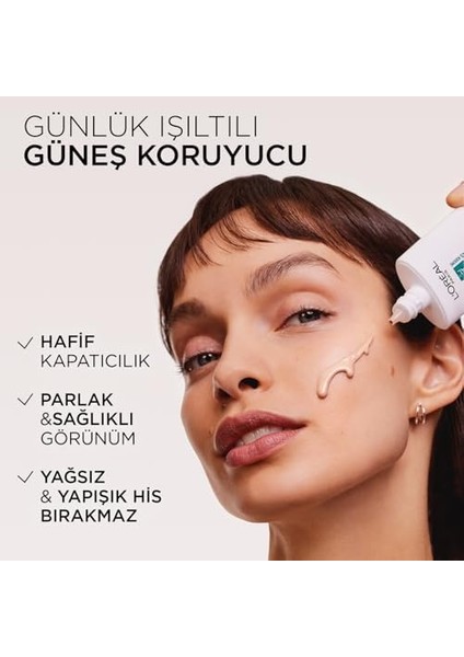 L'oréal Paris Bright Reveal Spf 50+ Koyu Leke Karşıtı Renkli Fluid Günlük Yüz Güneş Kremi 50 ml - Light