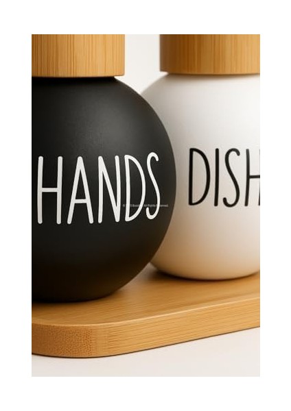 Busstier Bulaşık Deterjanlık ve Sabunluk Seti Bambu Tepsili Şık Ikili Set Siyah Beyaz Modern Tasarım Kompozit Malzemeli Mutfak Tezgah Üstü Organizer (Bombeli) fiyatları