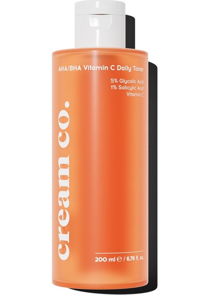 Cream Co. Aha/bha Vitamin C Daily Toner, Akne ve Leke Karşıtı Tonik, 200 ml