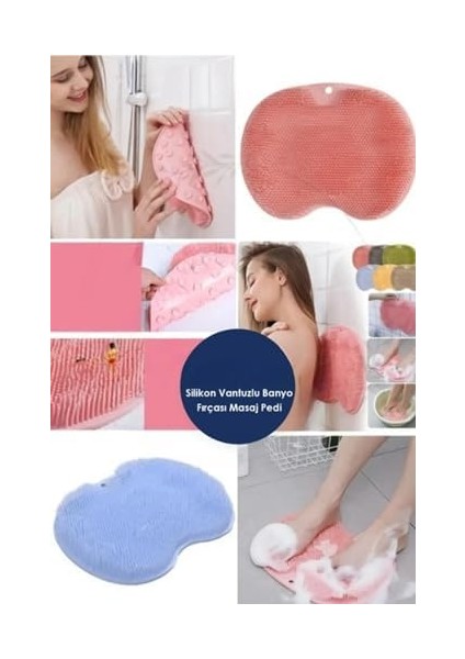 Safestore Pratik Silikon Vantuzlu Banyo Fırçası Masaj Pedi Sırt Ayak Kesesi Yıkama Aleti Sırt Lifi Ayak Matı fiyatları
