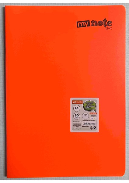 A4 80 Yaprak Çizgili Pp Kapak Dikişli Defter Neon Turuncu