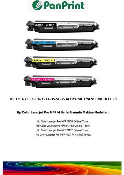 Hp Color Laserjet Pro Mfp M177 Siyah-Mavi-Sarı-Kırmızı Takım Muadil Toner fiyatları