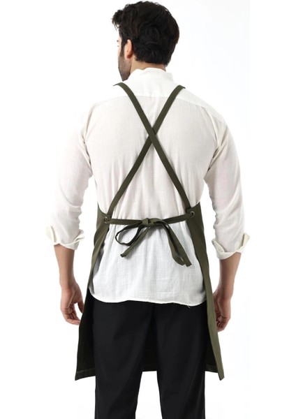 Barista Askılı Önlük Kanguru Cepli - Yeşil fiyatları