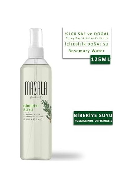 Masala Biberiye Suyu 125 ml x 3 Adet - Rosemary Floral Water -Biberiye Suyu Sebum ve Yağ Dengeleyici Hidrosol fiyatları