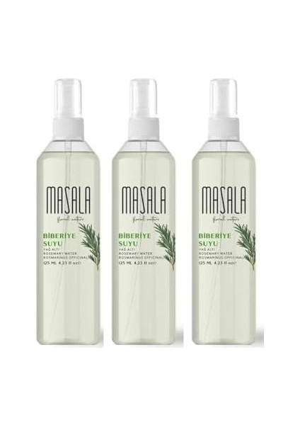 Masala Biberiye Suyu 125 ml x 3 Adet - Rosemary Floral Water -Biberiye Suyu Sebum ve Yağ Dengeleyici Hidrosol modelleri