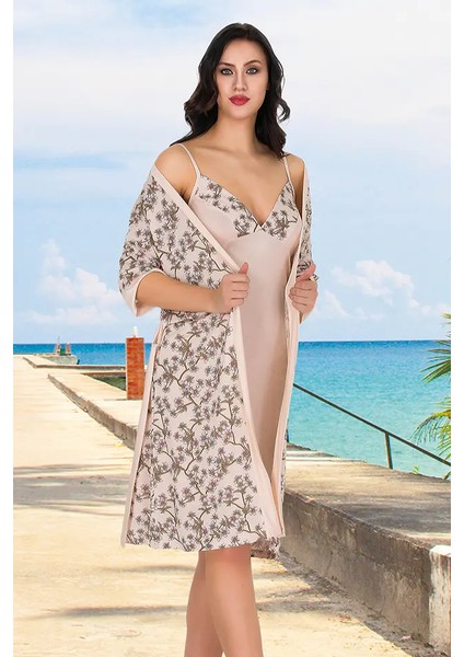 Lady Çiçek Desenli Sabahlık Takım