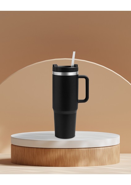 Siyah Paslanmaz Çelik Termos Pipetli 1200ML fırsatları