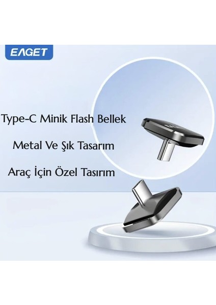 32Gb.Type-C Flash Bellek Minik Metal Şık Araç için Mükemmel Uyum Type-C Girişli Tüm Cihazlara Uygun Orjinal Sağlam