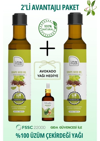 Yemeklik Üzüm Çekirdeği Yağı 250 ml 2'li