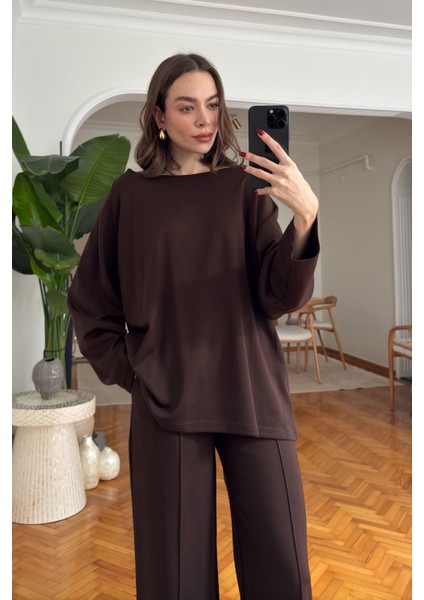 Yaka Detay Modal Takım- Kahverengi modelleri