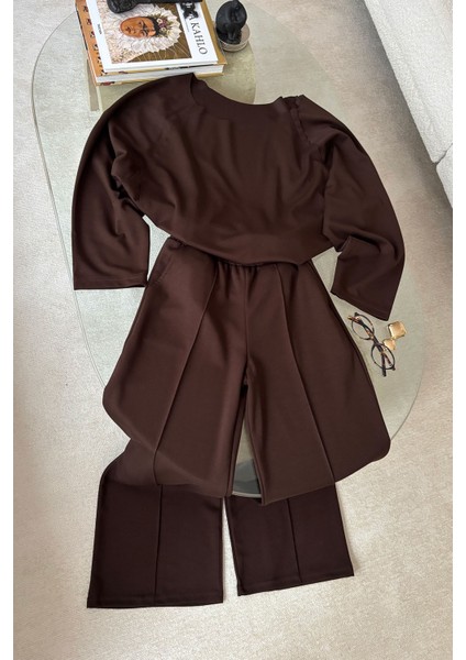 Yaka Detay Modal Takım- Kahverengi fırsatları